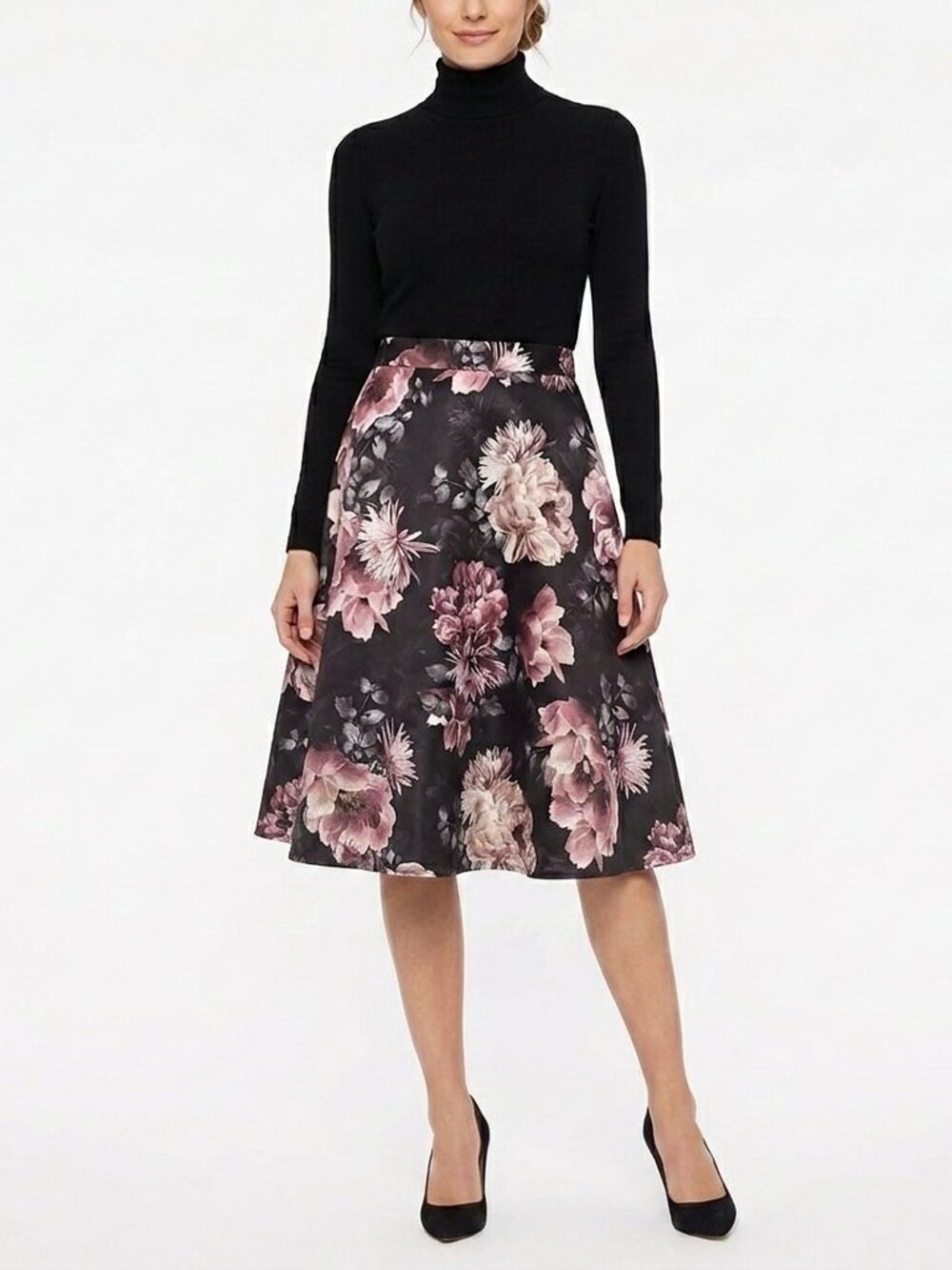 Le Chateau Floral Satin & Crinoline Circle Skirt- Sz. 10